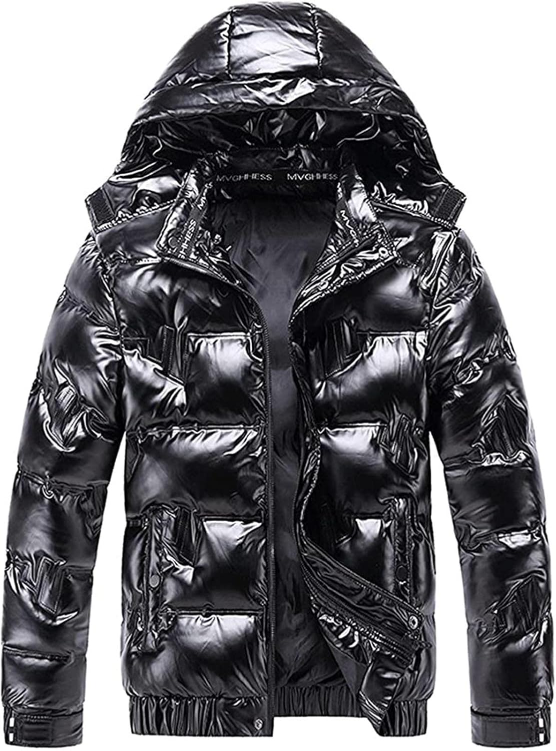 Homisy Puffer Jacket Men Winter Lightweght Reflective Shiny