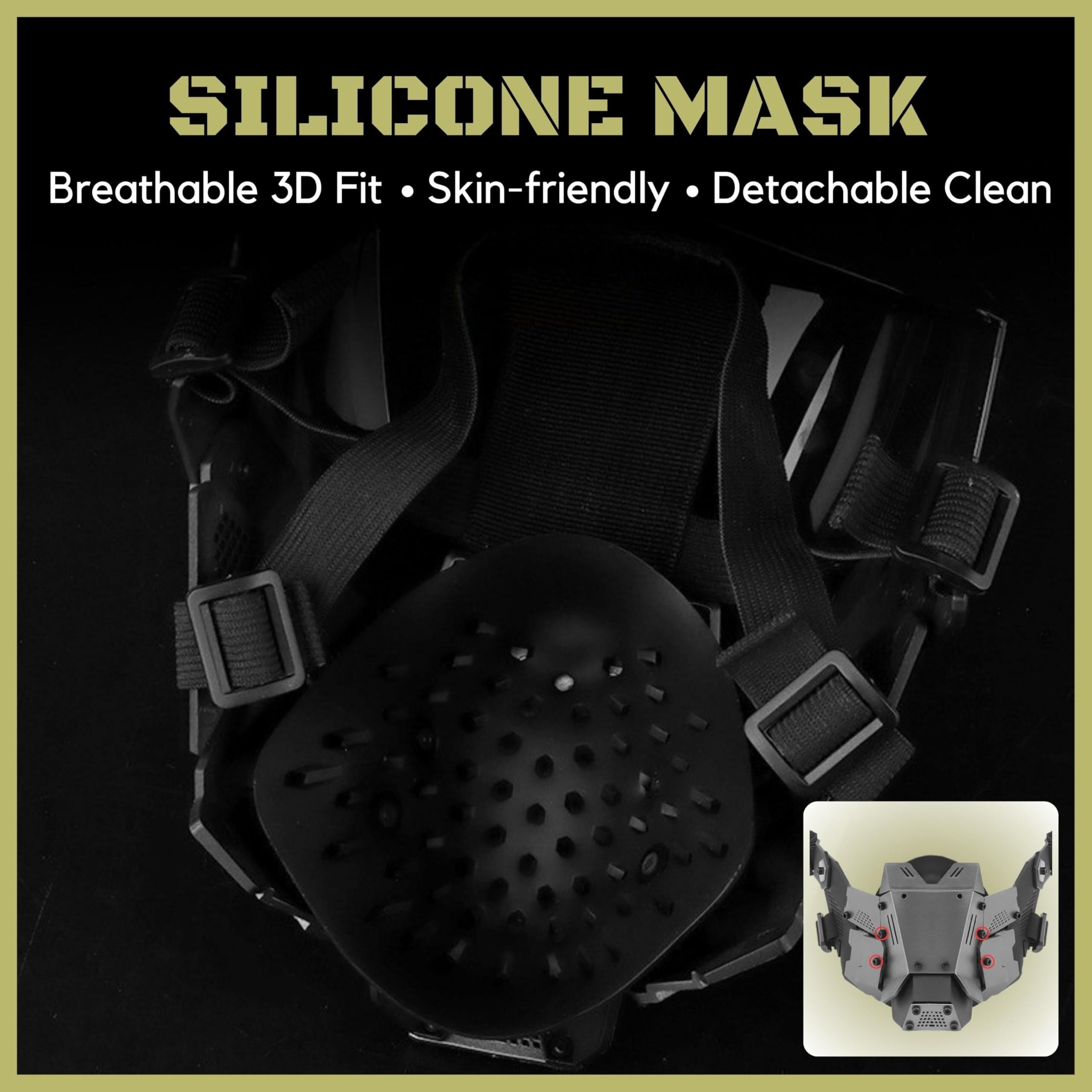 Gafas Tácticas Antivaho + Mascarilla Pasamontañas con Lentes Extraíbles Y Máscaras De Silicona