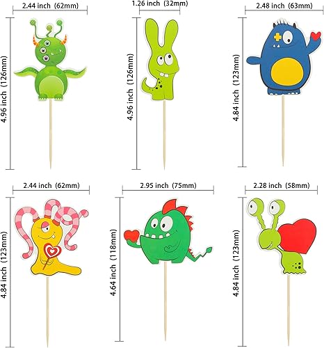 Miniatura 2 de Gyufise Paquete de 36 adornos de monstruo para cupcakes de monstruo para baby shower, monstruo de cumpleaños, decoración para tartas de cumpleaños