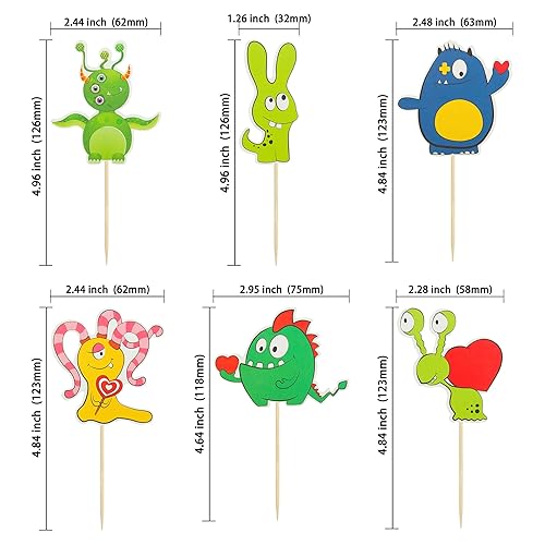 Miniatura 2 de Gyufise Paquete de 36 adornos de monstruo para cupcakes de monstruo para baby shower, monstruo de cumpleaños, decoración para tartas de cumpleaños