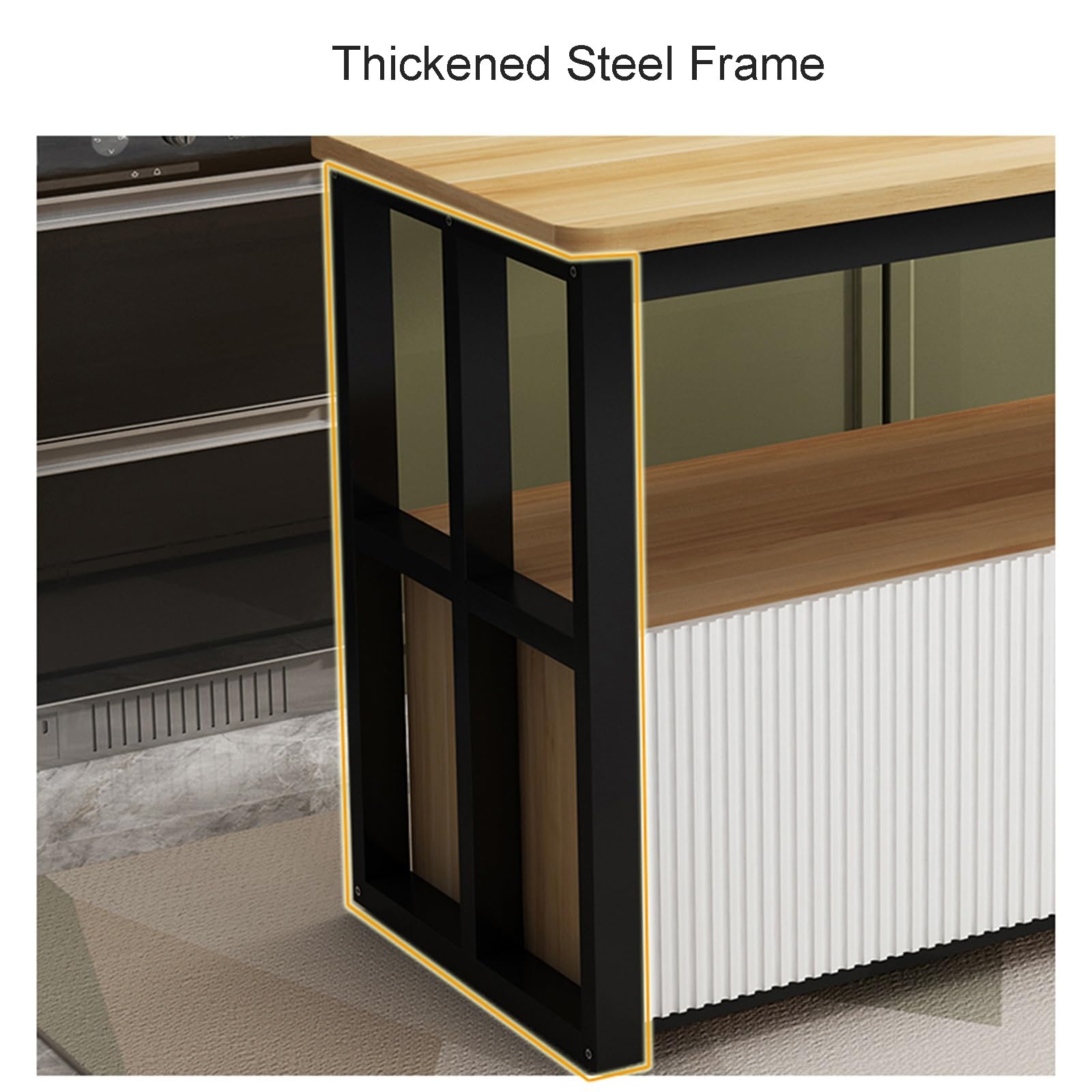 Scaffale da cucina multistrato con mobiletto per forno a microonde, versatile tavolo per frutta e verdura (nero moderno)