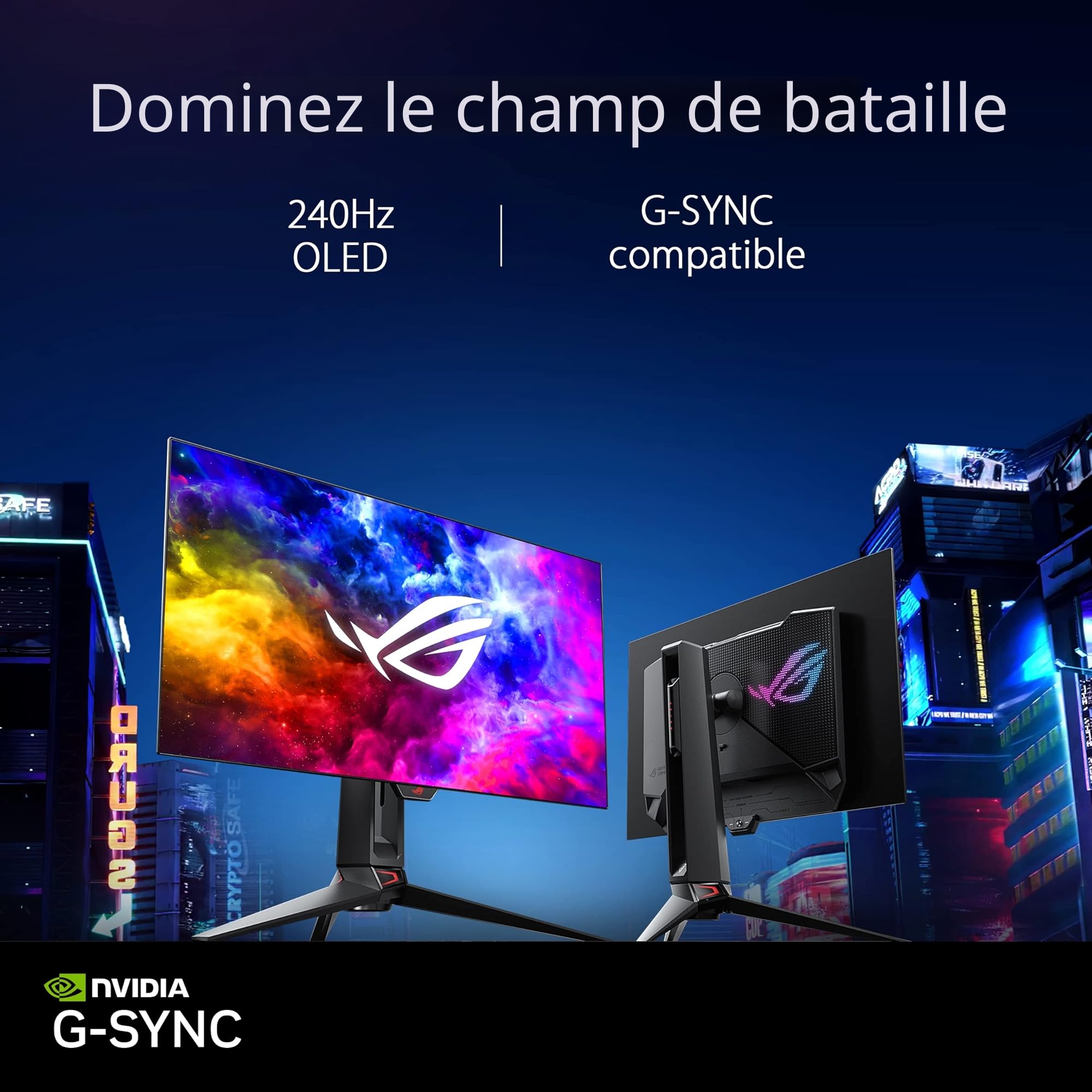 ASUS ROG Swift OLED PG27AQDM –Moniteur Gaming 27" (26,5 Pouces Visibles), 1440p, 240 Hz, réponse 0,03 ms, G-Sync, antireflet, dissipateur Thermique personnalisé, 99% DCI-P3, DisplayWidget Center