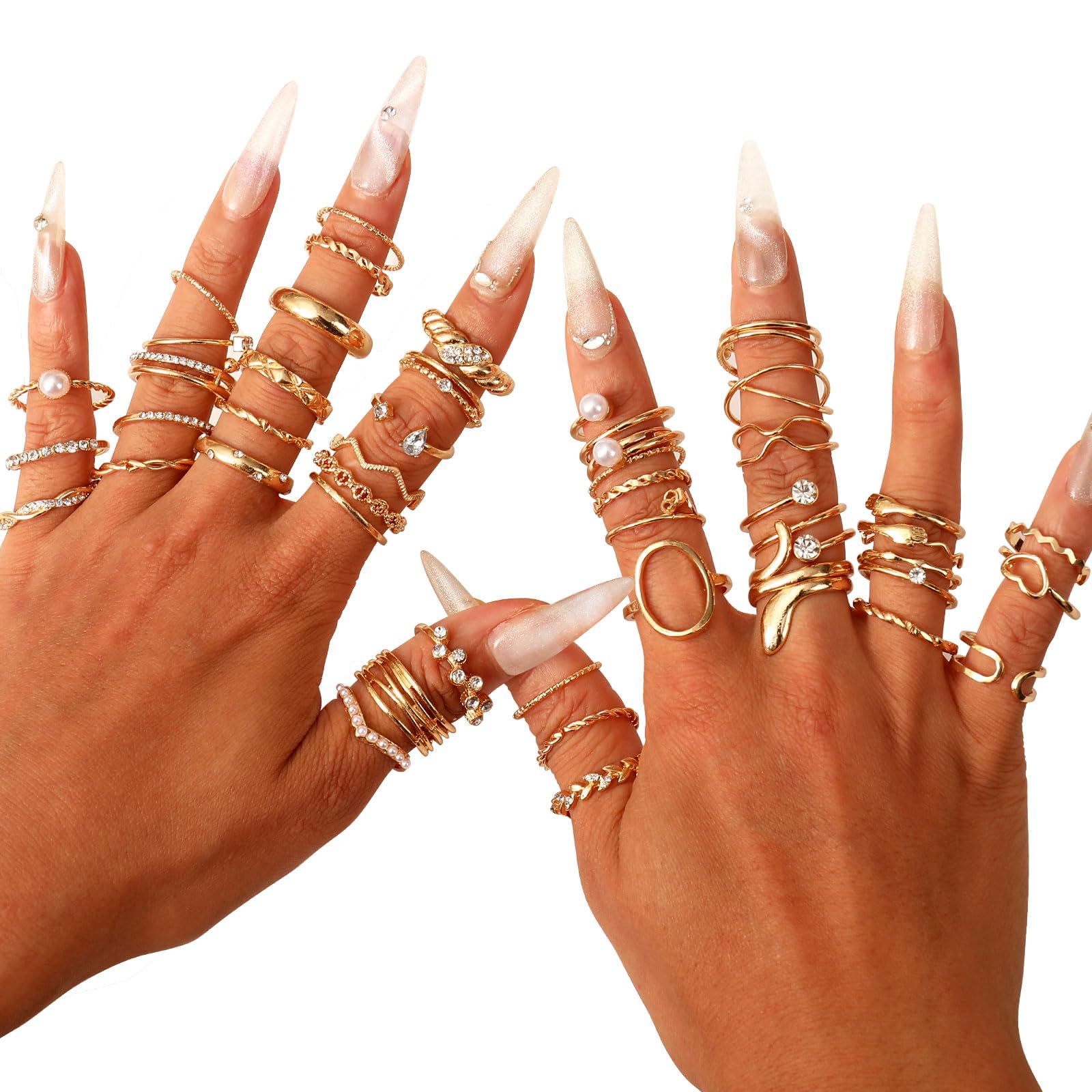 CHICUTIE Gold Knuckle Rings Set For Women Stackable Joint Finger Midi Rings Dainty Cubic Crystal Zirconia Simple Hollow Twist Cute Rings Pack Jewelry Gift