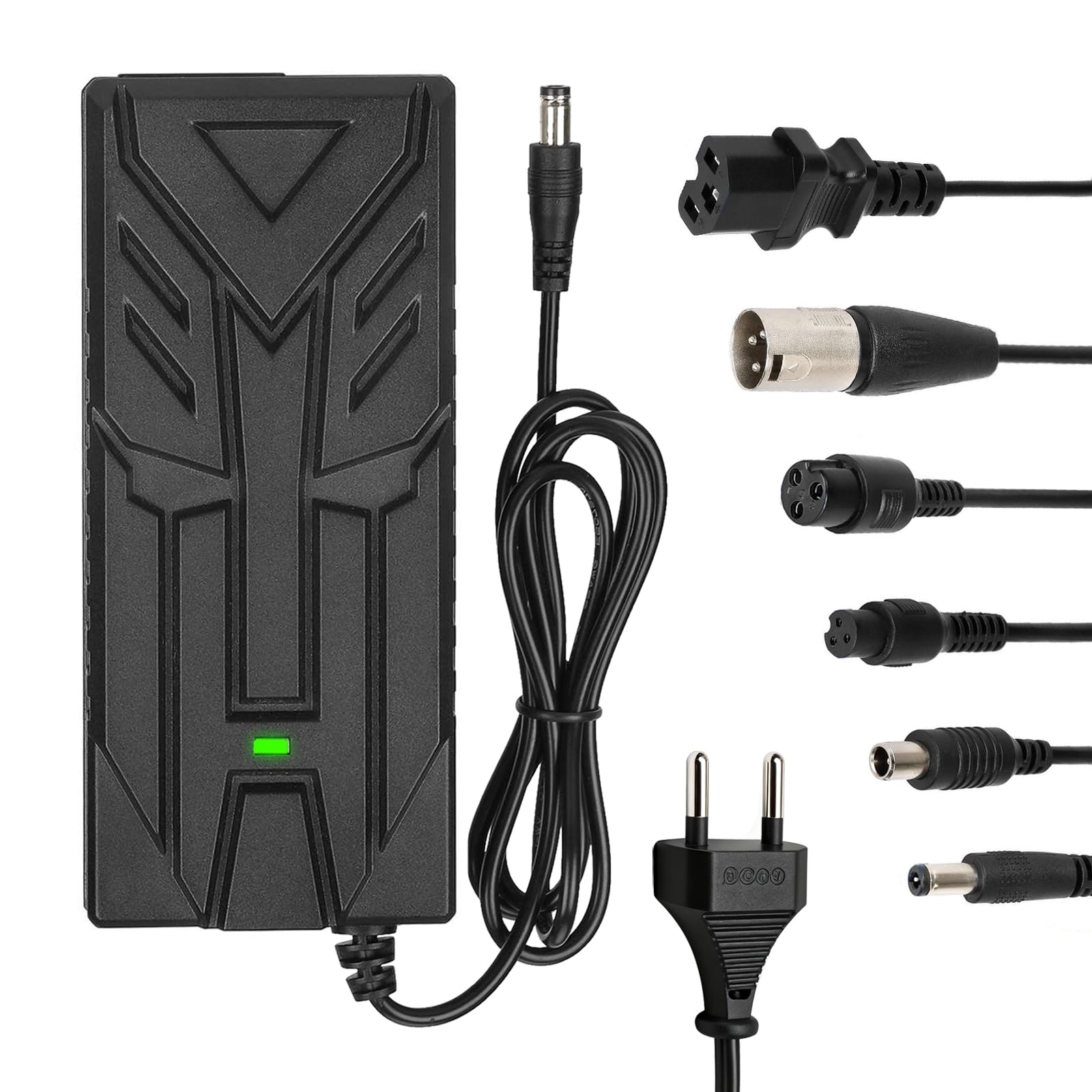 42V 2A Caricatore Monopattino Elettrico，Caricatore Hoverboard,36V Universale Carricatore batterie litio con 6 Connettori，Carica rapido per Hoverboard, Bici Equilibrata, Drifting Board,E-Bike