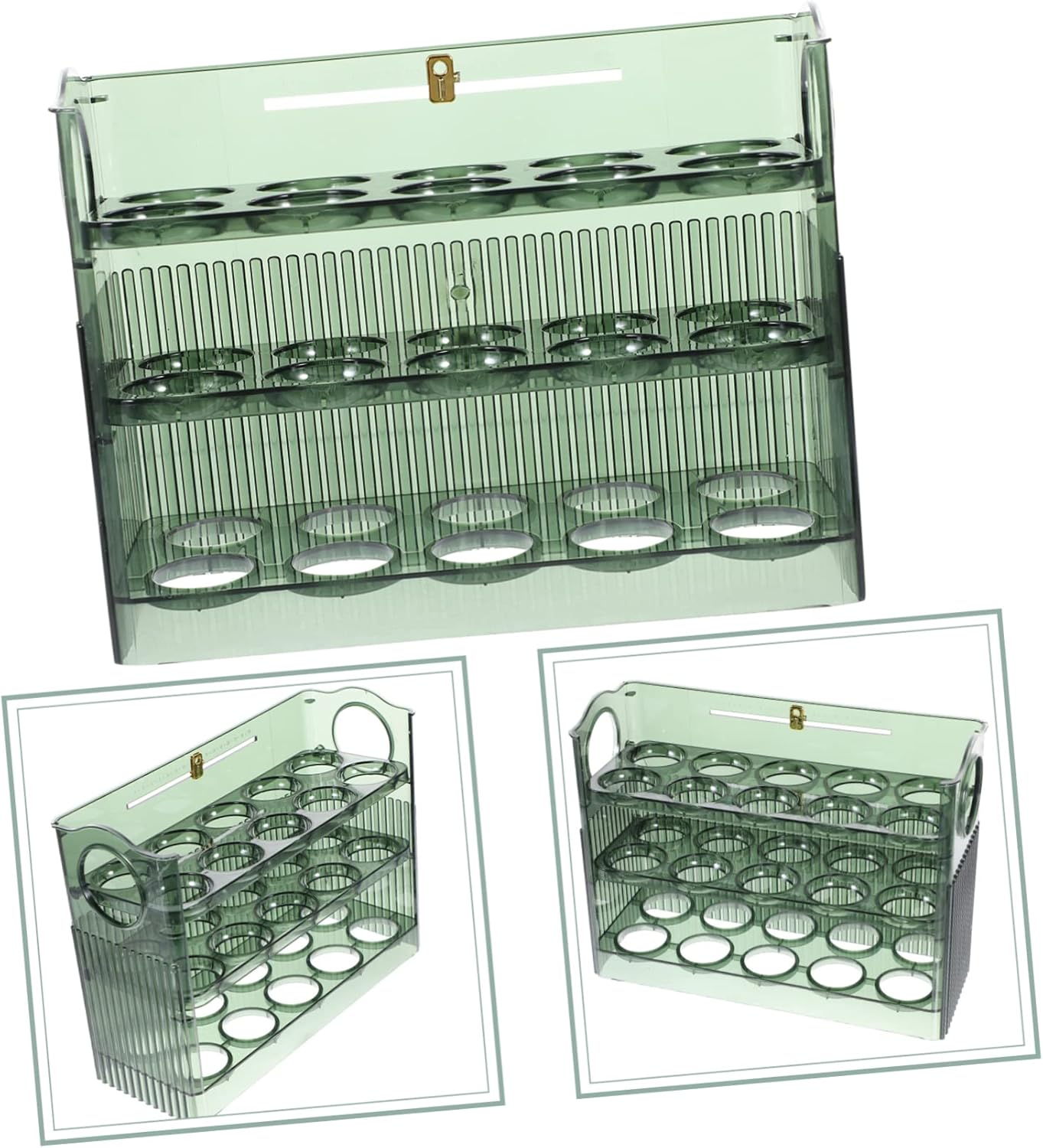 Egg Storage Organizer for Refrigerator 3-Layer Plastic Egg Container Flip Design for Kitchen and Fridge for Home Use and Food Storage