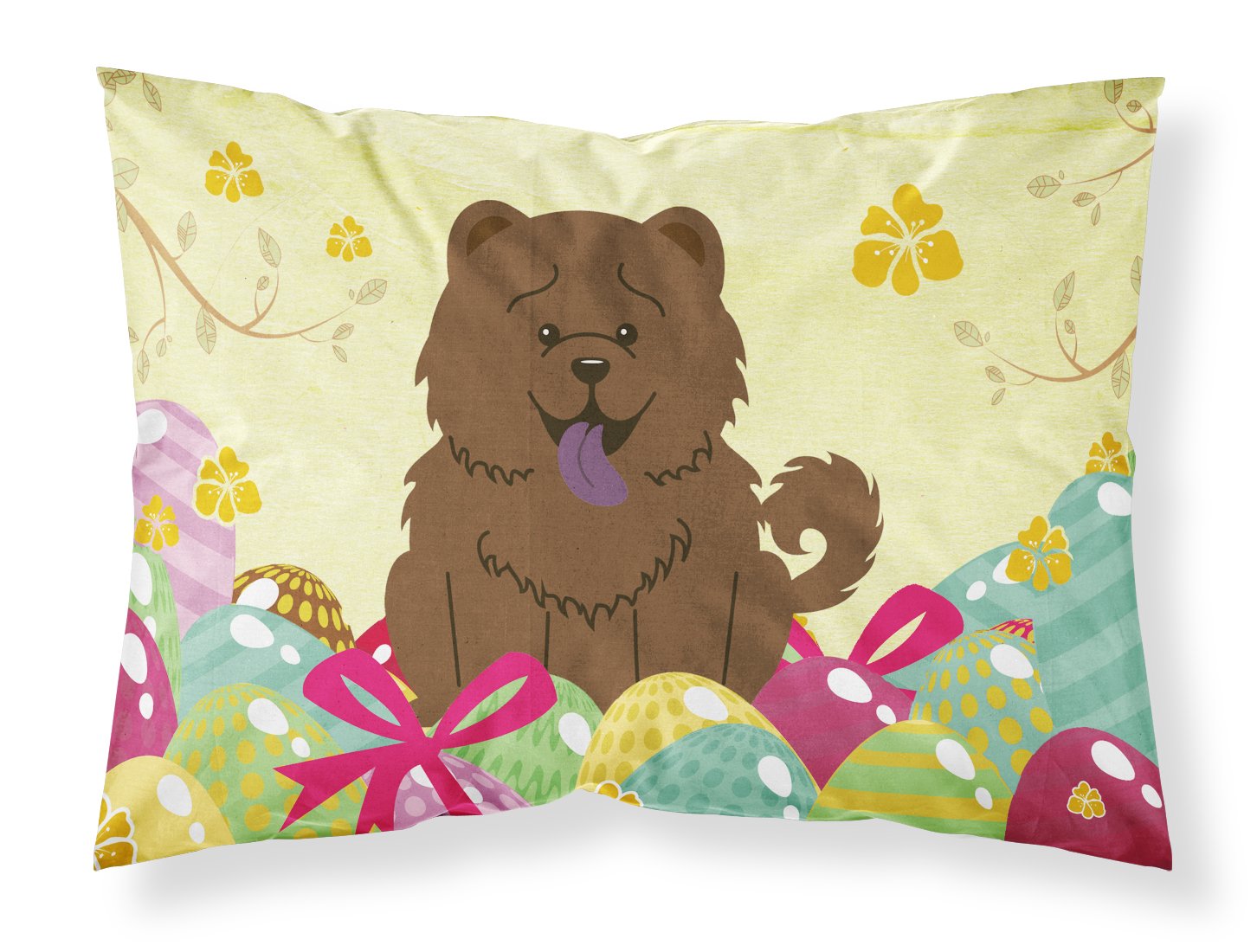 Taie d'oreiller Chow Chow chocolat housse de coussin lit motif œuf de Pâques