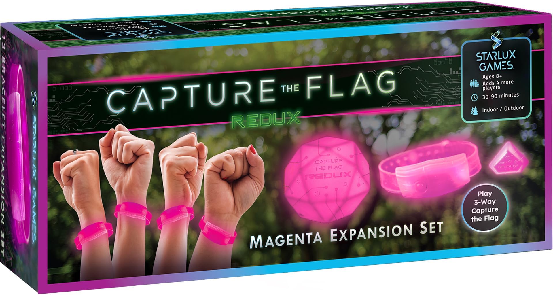 Starlux Games Capture the Flag REDUX 3-Way Magenta Expansion Kit Add Another Team and a Fresh Pink Color to Your Glow-in-The-Dark