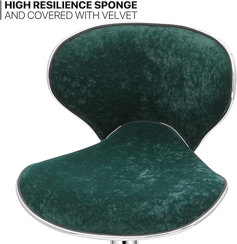 Miniatura 4 de MoNiBloom Juego de 4 taburetes de bar de terciopelo verde, elegantes taburetes de bar de altura de mostrador con función giratoria, base de metal