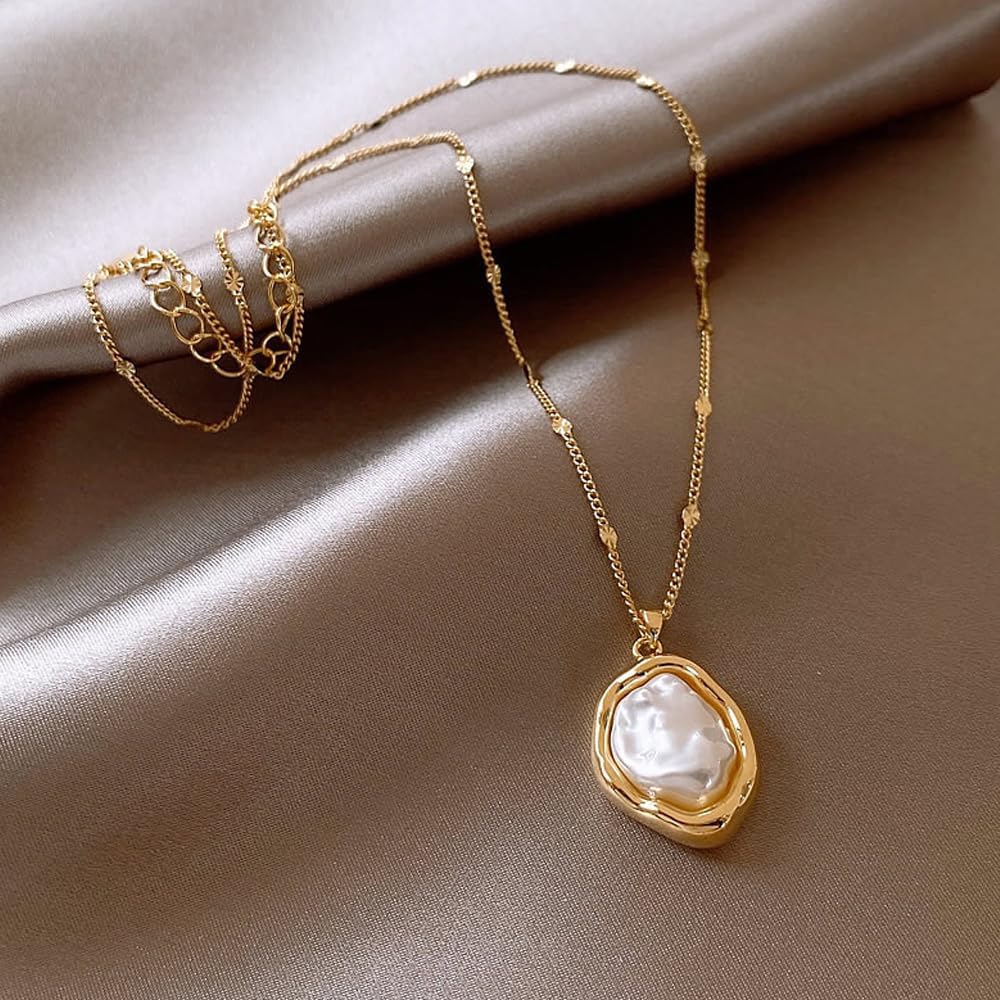 Trendy White Pearl Pendant Necklace for Women,Irregular Baroque Pearl Bead Statement Collarbone Choker,Personalized Creative Jewelry Birthday Gifts - Image 5