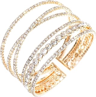 Pulsera de diamantes de imitación para mujer, pulsera multicapa de cristal