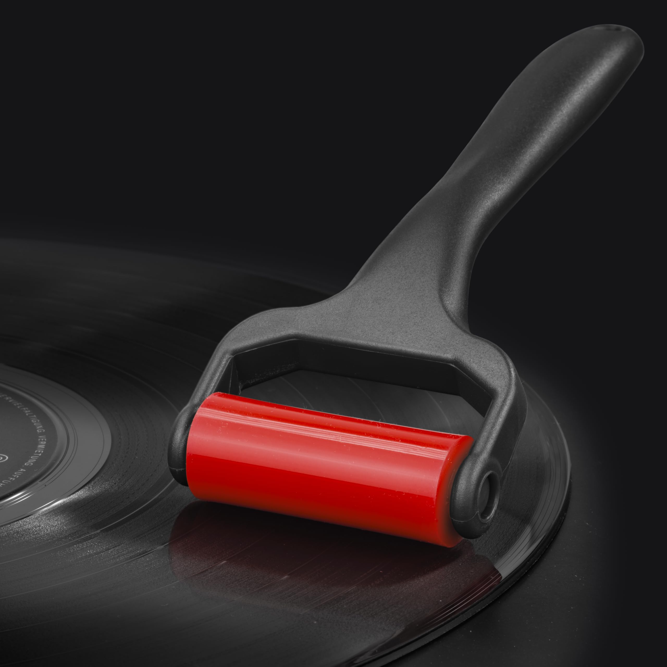 Dynavox WR-50 środek do czyszczenia płyt gramofonowych, silikonowy wałek do efektywnego usuwania kurzu i czyszczenia płyt winylowych, 5 cm szerokości, czarny/czerwony