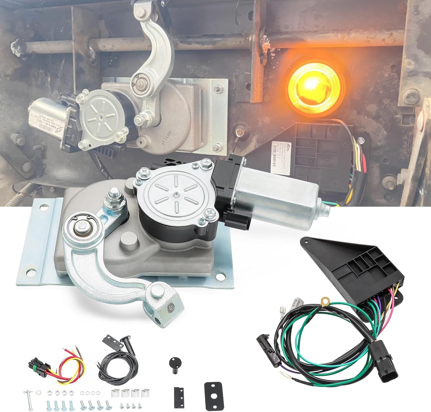 RV Step Motor Conversion Kit with “A” Linkage Gearbox Compatible with Kwikee 22 23 28A 30 32 33 34 35 36 38 40 Series Steps, Replace 379769 379145 379146 379147 RV Gearbox with Motor and Control Unit