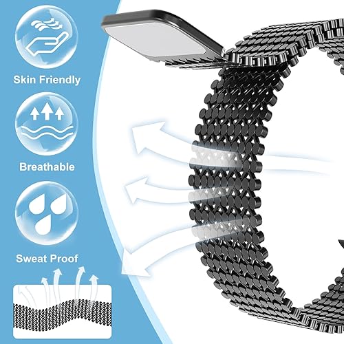 Miniatura 4 de Drevoon Correa delgada compatible con Apple Watch Band 1.496 in 1.575 in 1.614 in 1.654 in 1.732 in 1.772 in 1.929 in, correa de malla de metal