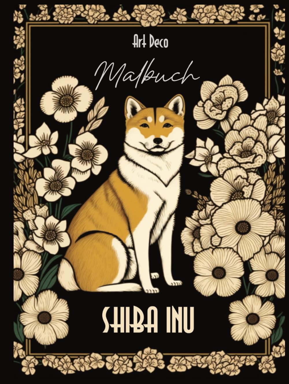 Livre de coloriage Shiba Inu style Art Déco au design élégant et unique