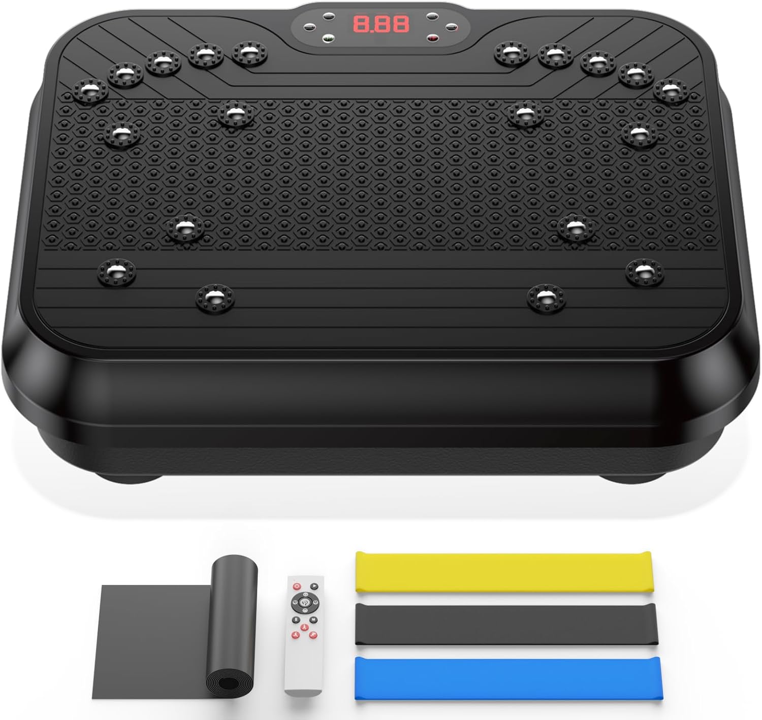 Vibration Plate Exercise Machine for Lymphatic Drainage,Power Vibrate Stand Shake Board 400 Lbs Capacity Fitness Platform with Fitness Resistance Bands Weight Loss Gifts for Women Men