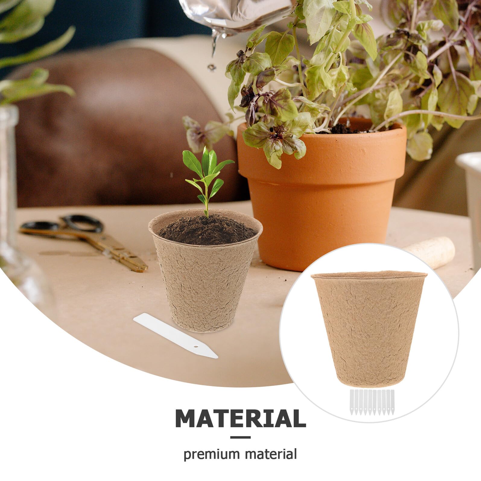 Toddmomy Kit de 110 Pots de Semis en Pulpe 10 Étiquettes pour Jardinage Intérieur et Extérieur, Taille Standard, Pot de Tourbe pour Germination et Plantation Écologique