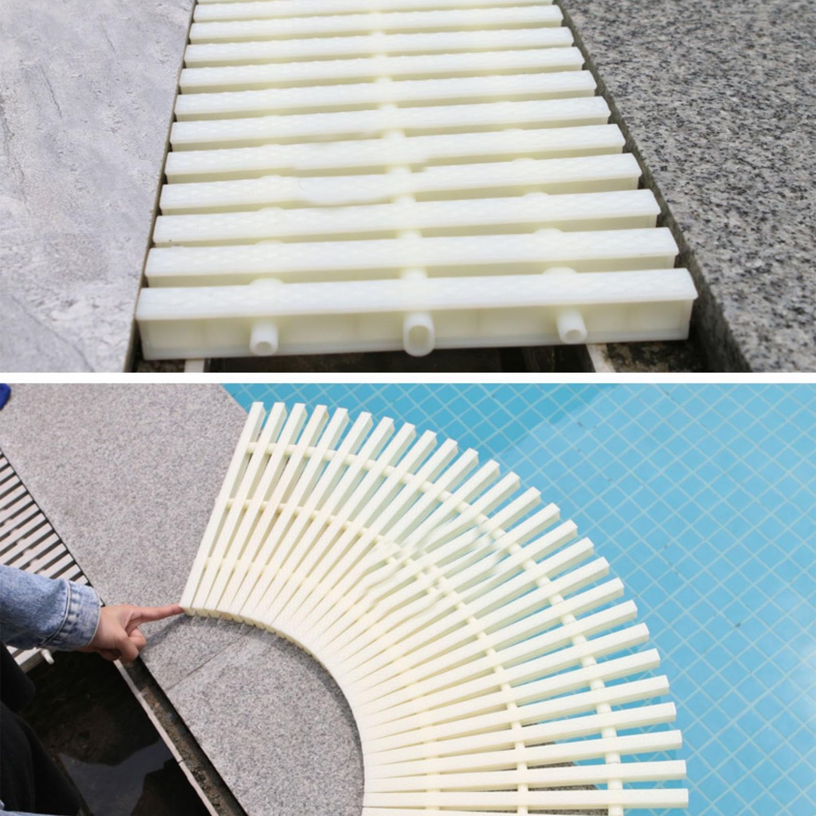 Rejillas para Piscinas, Cubierta de Rejilla de desagüe de desbordamiento para Piscinas - 6 Tiras de desagüe de Suelo de plástico ABS para Uso Interior/Exterior, 30x100CM - Duraderas, fáciles
