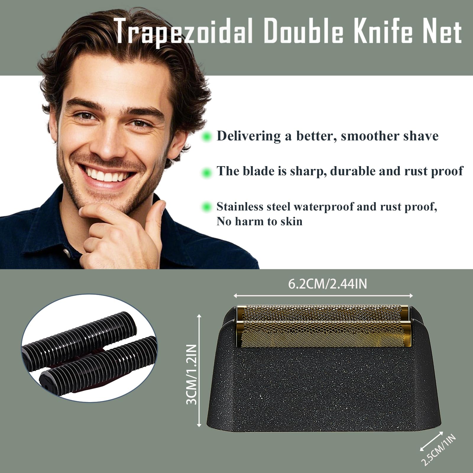 Confezione da 2 lamine di ricambio e barra di taglio professionali 5 Star Series Finale Shaver compatibili con le testine di ricambio Wahl Shaver Foil 7031-100, 7043-100 Super Close Shaving (7043-2PZ)