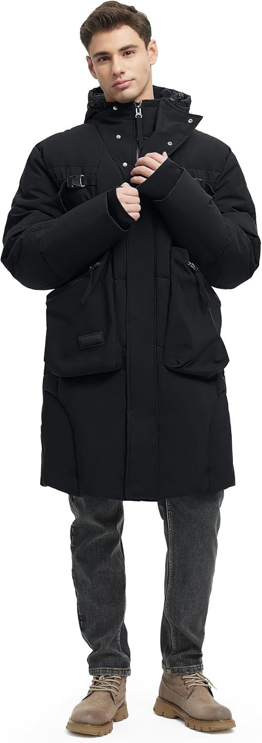 Men's Long Winter Warm Coats Winter Jackets for Men Waterproof Winter Coats for Men Heavyweight Hooded Coat - Image 2