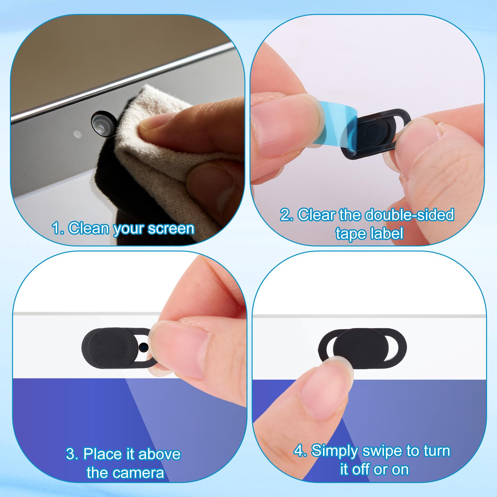 Copriwebcam Ultra Sottile Nero Scorrevole per Laptop Desktop Telefono Tablet