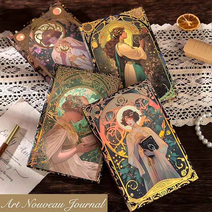 Diario personal con cubierta dura y diseño Art Nouveau miniatura 8