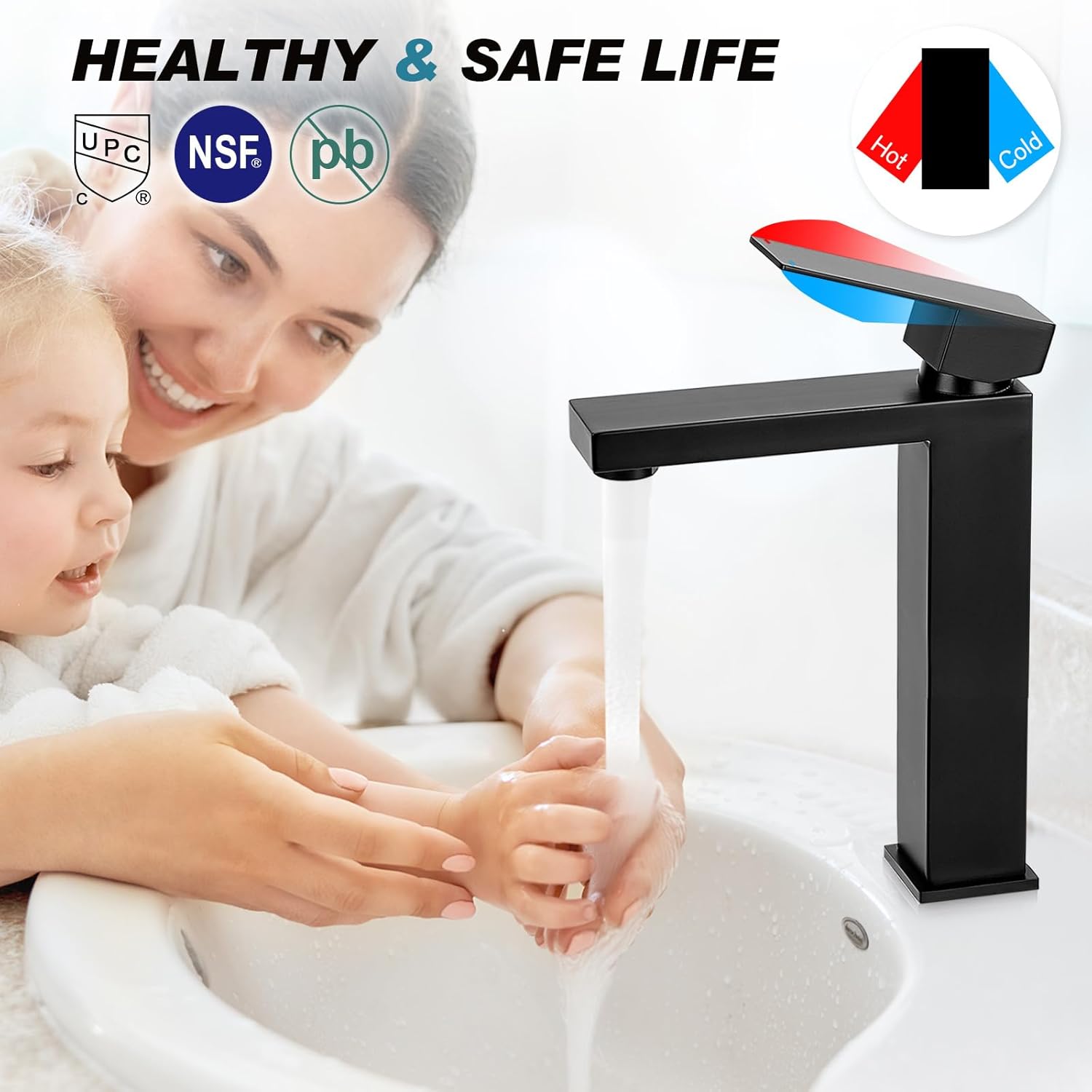 Matte Black Stainless Steel Single Handle Bathroom Faucet with Pop Up Drain