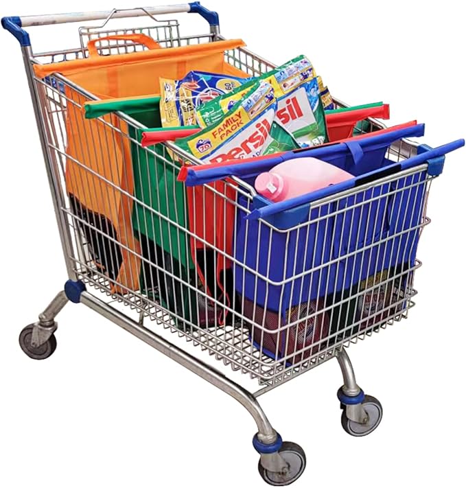 LMS Data Shopping Trolley Bags 4in1 Pack Reusable Trolley Bags for Shopping Trolley for