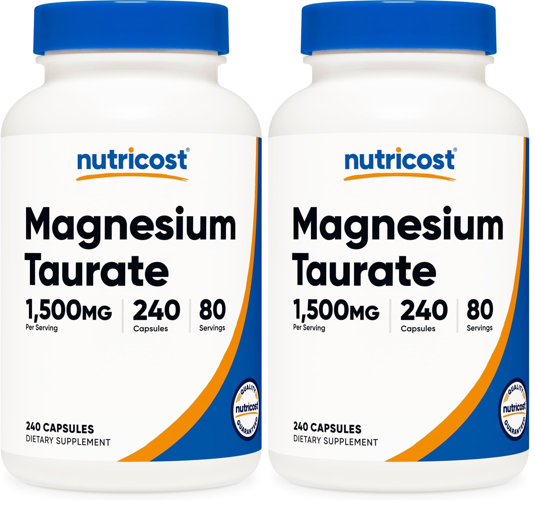 Nutricost Magnesium Taurate 1,500mg, 240 Capsules, 80 Servings, Gluten Free (Pack of 2) 240 Count (Pack of 2)