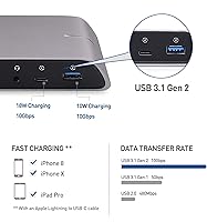 Vista 3 de Cable Matters Base USB C para Windows - Dual 4K HDMI, carga de 80 W, ranura para tarjeta SD UHS-II, USB-A/C de 10 Gbps, Gigabit Ethernet, estación