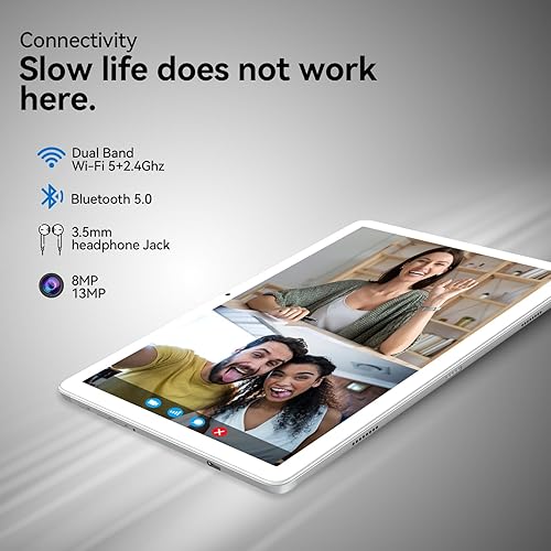 Miniatura 5 de Tableta 2 en 1 con teclado, las últimas tabletas Android de 128 GB ROM, tableta de 10 pulgadas con chip octa-core compatible con WiFi de 5+2.4 GHz,