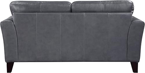 Miniatura 6 de Lexicon Gerald - Sofá biplaza de cuero para sala de estar, color gris bruñido