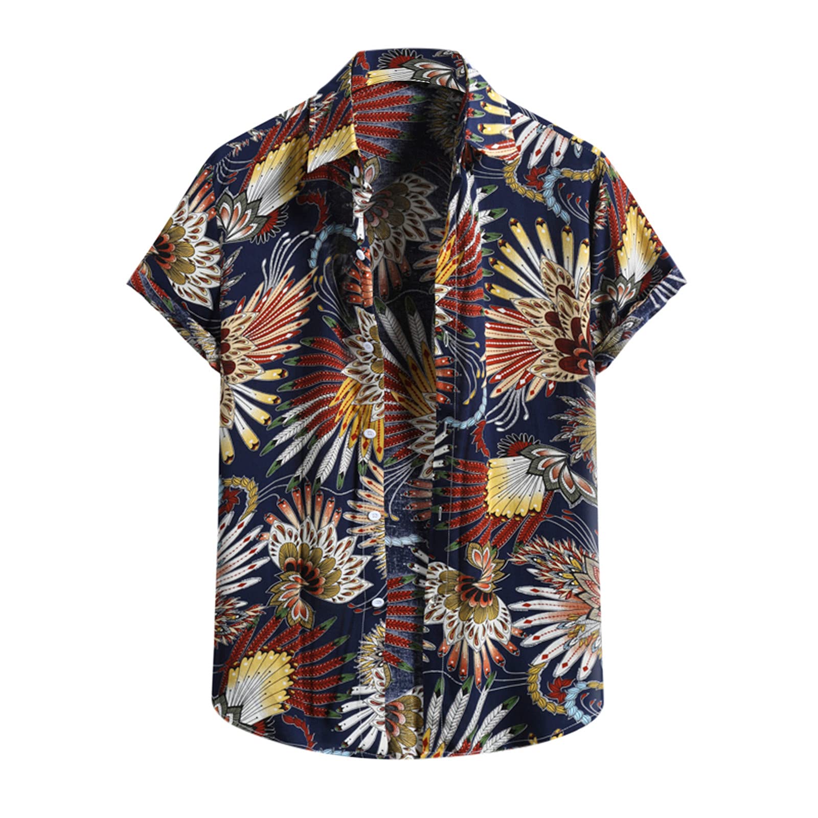 MaNMaNing Camisas Casuales de Verano para Hombre Camisa Camisa Hombre Estampado DailyShort Loose T-Shirt Camisa Manga Corta Negra Hombre