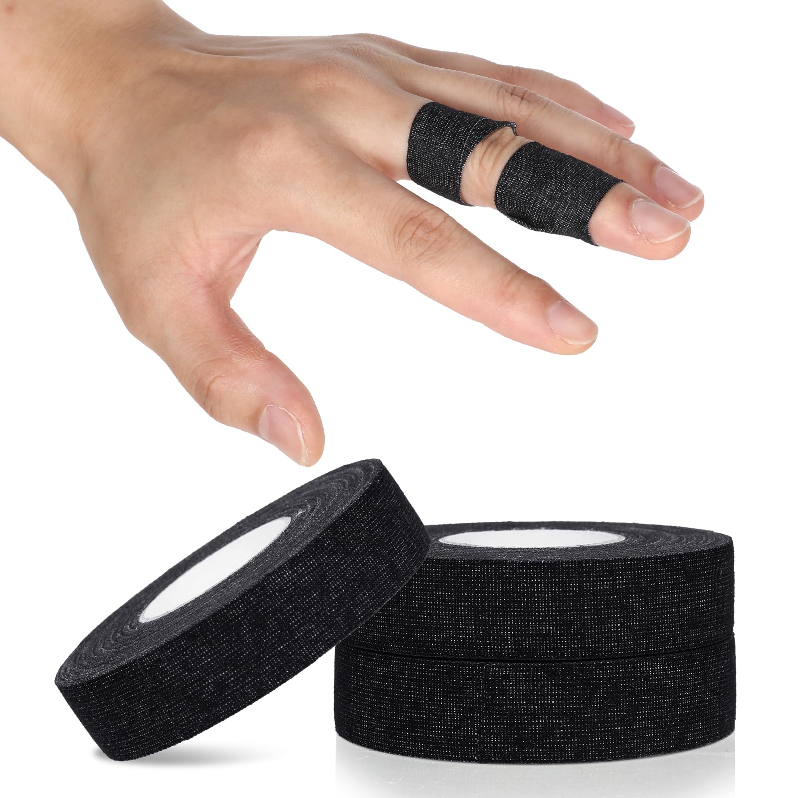 Schwarz Fingertape Stark, 3 Rollen Tape Sport Kinesiologie Tape Sporttape Fingertape Physio Tape Sporttape Weiß Tapes Fussball Sporttape Medizinisches Klebeband Fußtape für Klettern, 1.5cmX10m