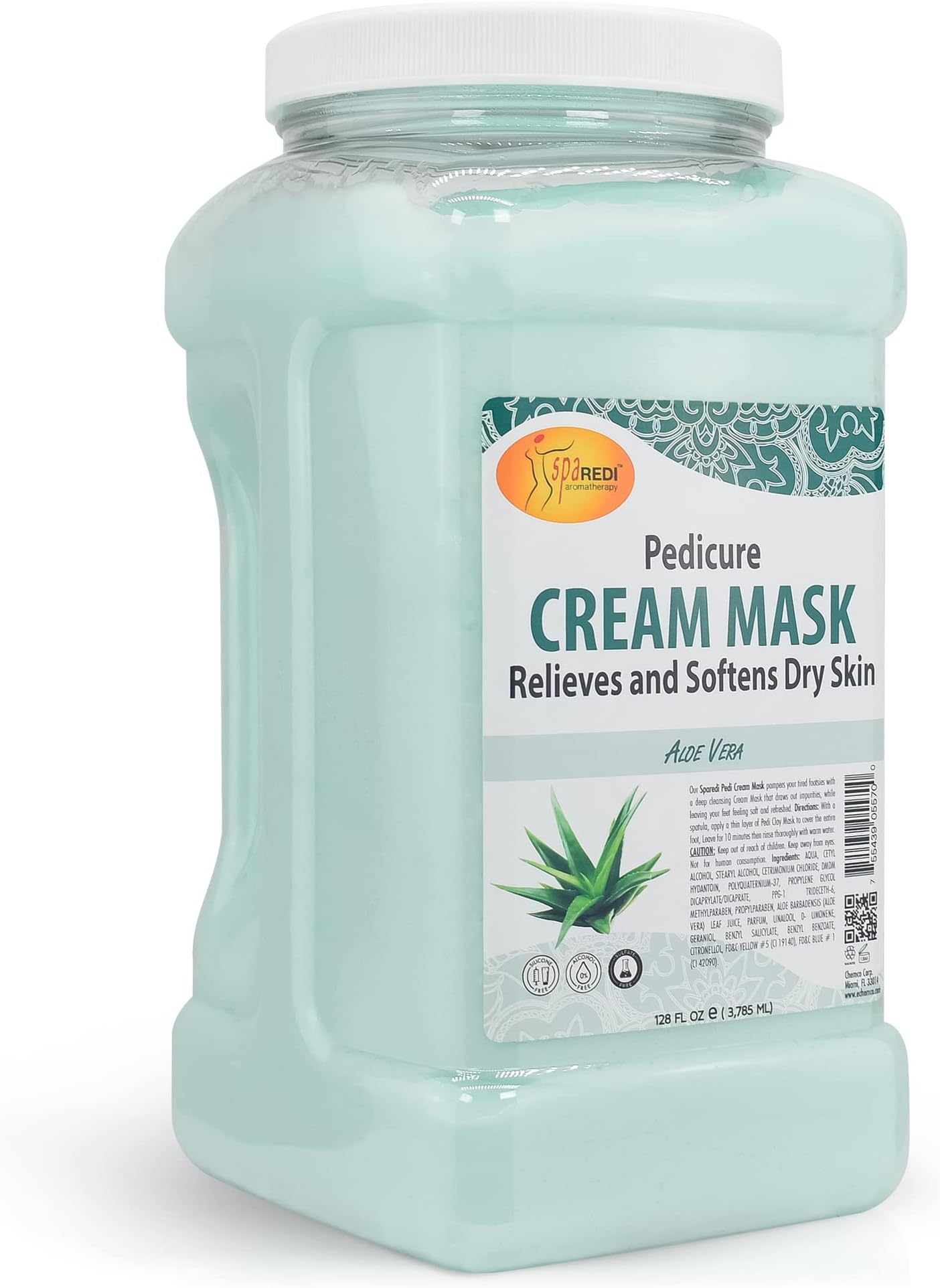 SPA REDI - Body and Foot Cream Mask - Pedicure Massage for Tired Feet and Body, Hydrating, Fresh Skin - Infused with Hyaluronic Acid, Amino Acids, Panthenol, Comfrey Extract (Aloe Vera, 1 Gallon)