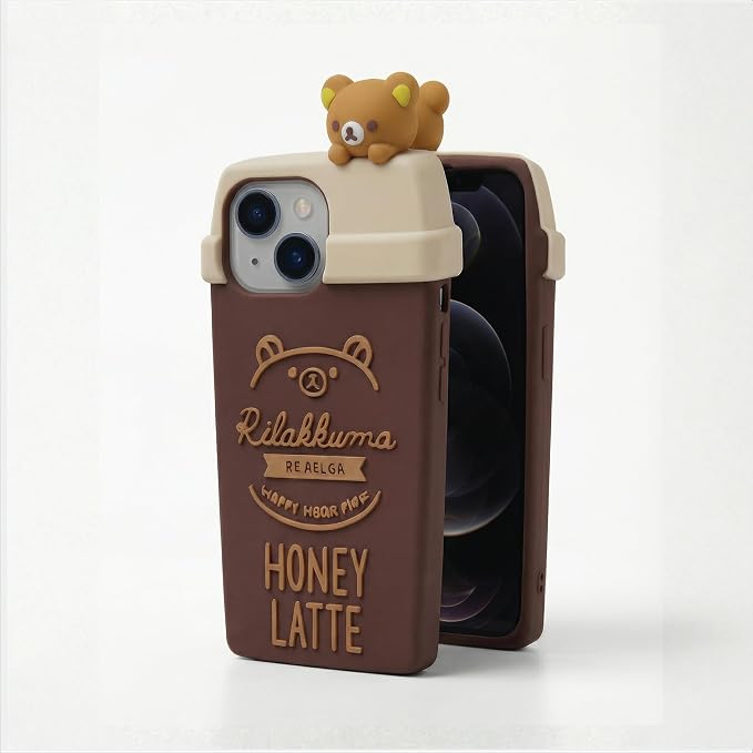 amazon basics Cute 3D Latte Coffee Silicone Phone Case for iPhone 13 | Soft Protective Cartoon Back Cover | iPhone Back Case for iPhone 13