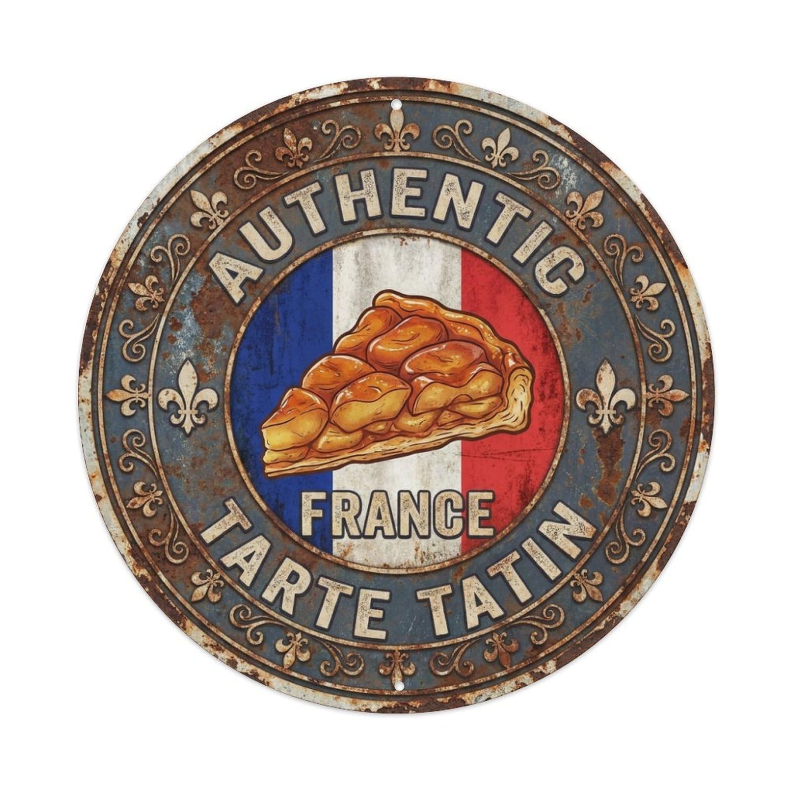 Olhnbad Style France Travel Tarte Tatin Dessert Cuisine Metal Tin Sign