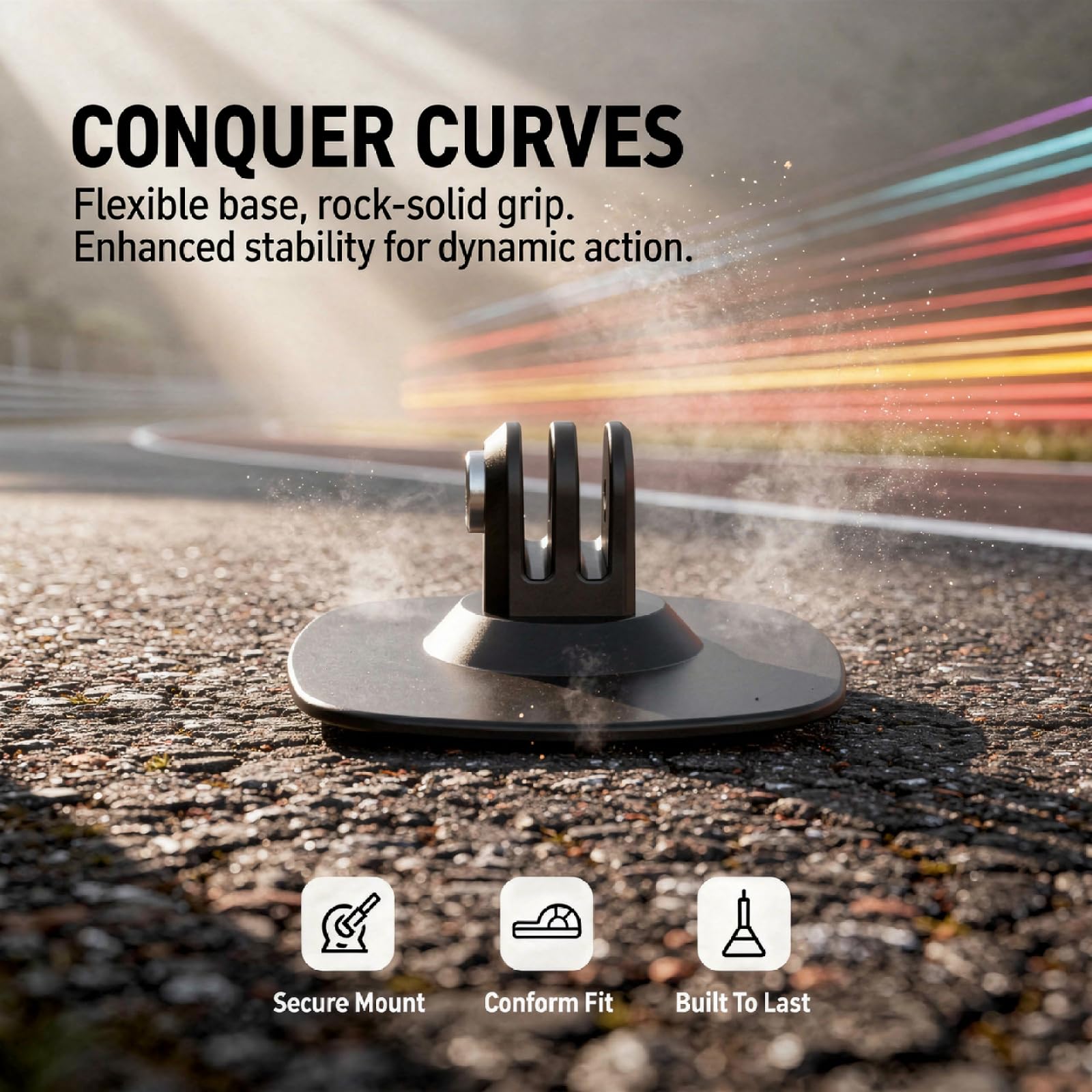 2 STK. Flexible Klebehalterung für Helm, für Insta360 X5 X4, Sportkamera Zubehör, große Basis 2,5 in / 63 mm, mit 1/4 Adapter und Montageschraube, schwarz