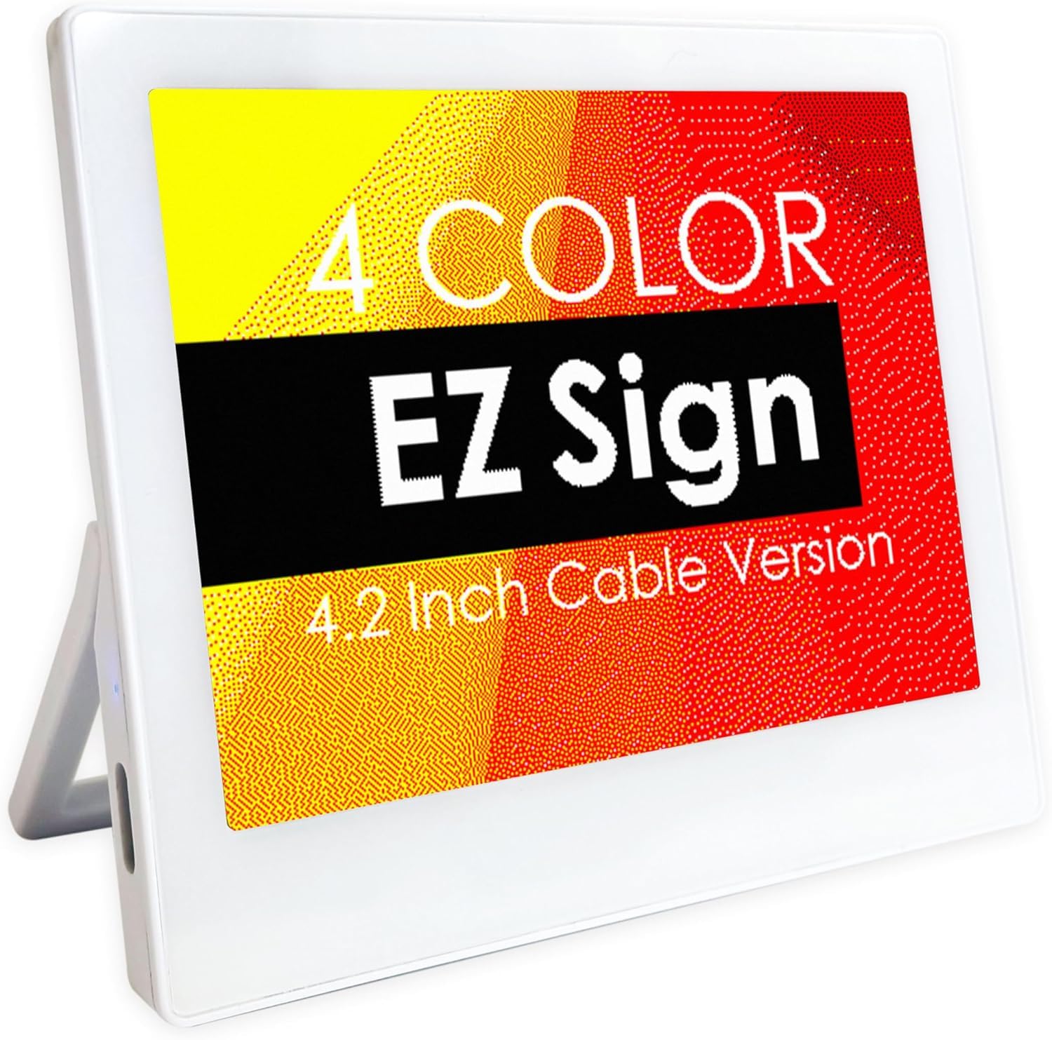 [Santek] EZ Sign 10,7 cm EPaper Display | 4-farbiges, wiederbeschreibbares kleines digitales Schild mit Ständer | E-Ink-Display für Wohnheim und Wohnungsdekoration | Airbnb-Willkommensschilder |