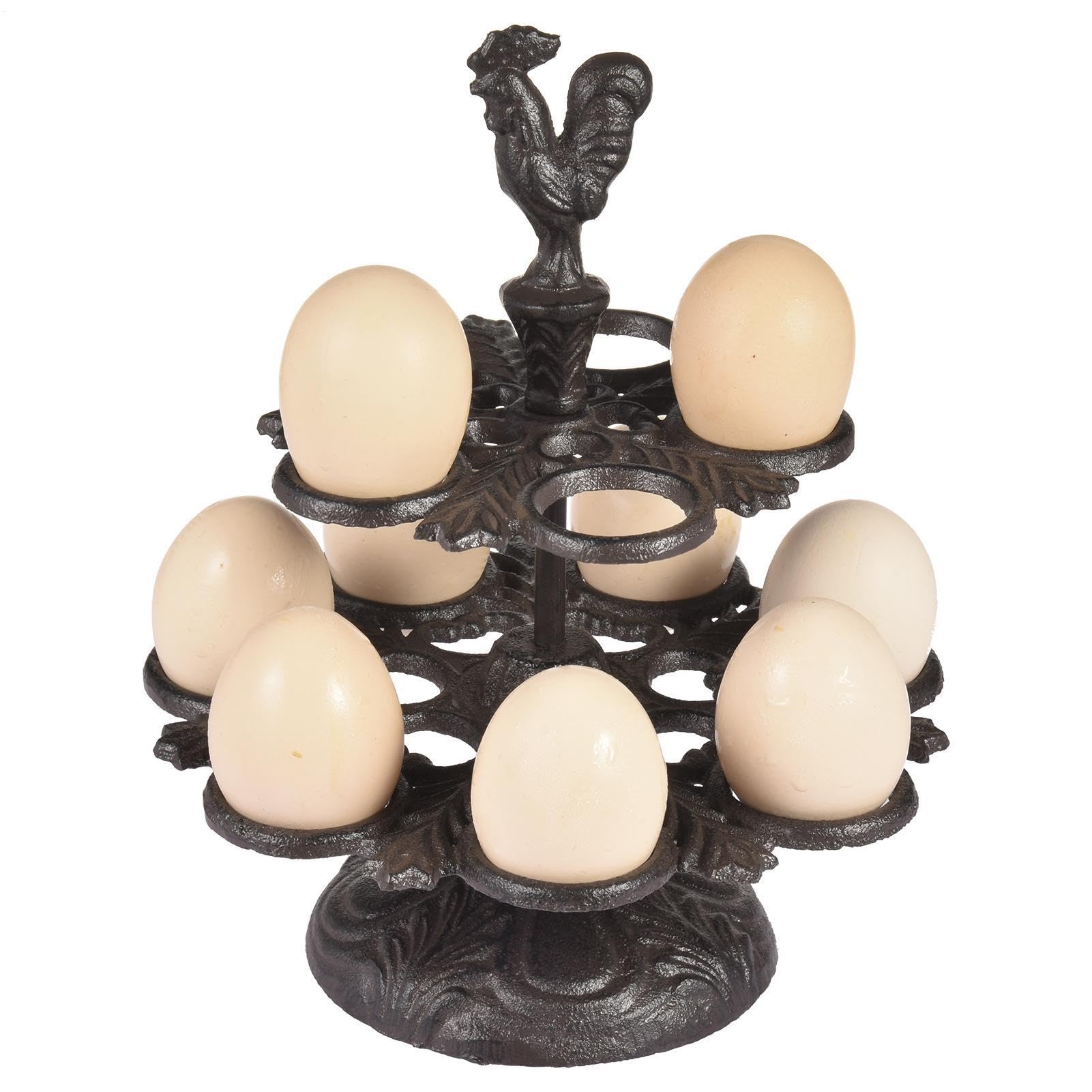 Recipiente metálico para huevos de 2 niveles, soporte vintage para cocina