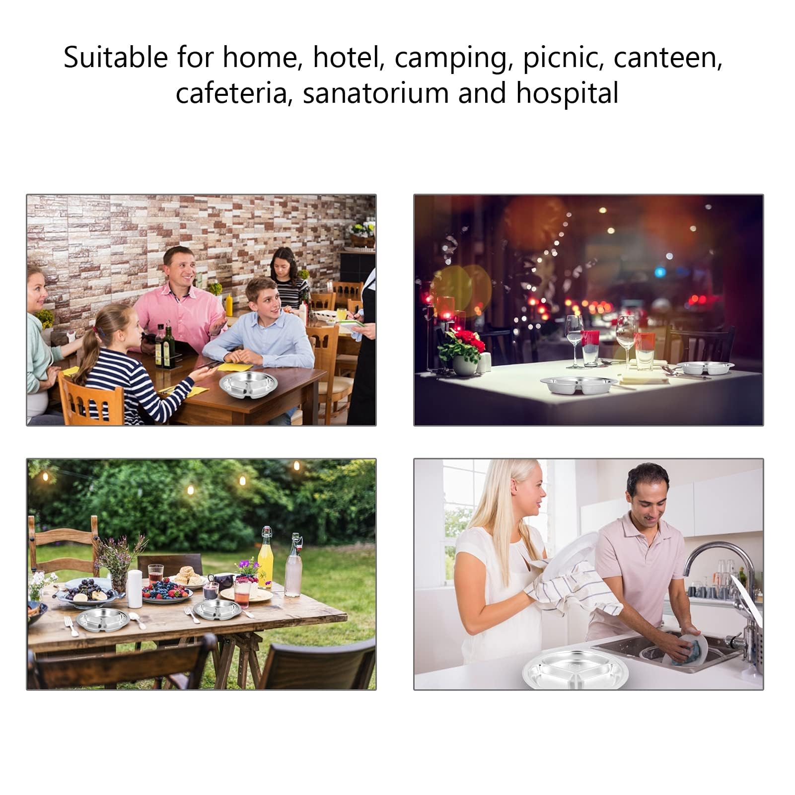 Set 3 Piatti Piani In Acciaio Inox - 14, 20 E 23 Cm Per Campeggio E Casa - Foto 10