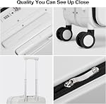 mixi 17x14x9 Carry On Luggage Underseat PC Hard Shell Suitcase Top Opening Aluminum Frame Travel Suitcases with Wheels, Smoke White