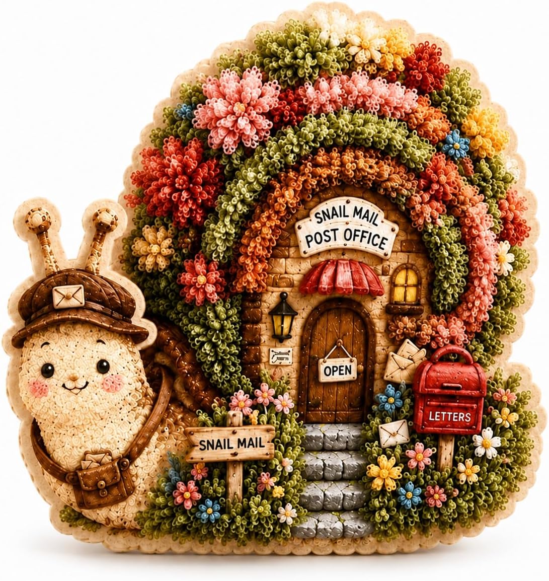 Whimsical Village 3D Fabric Poke Art Kit 6" DIY Arts & Crafts for Adults (Christmas-E)