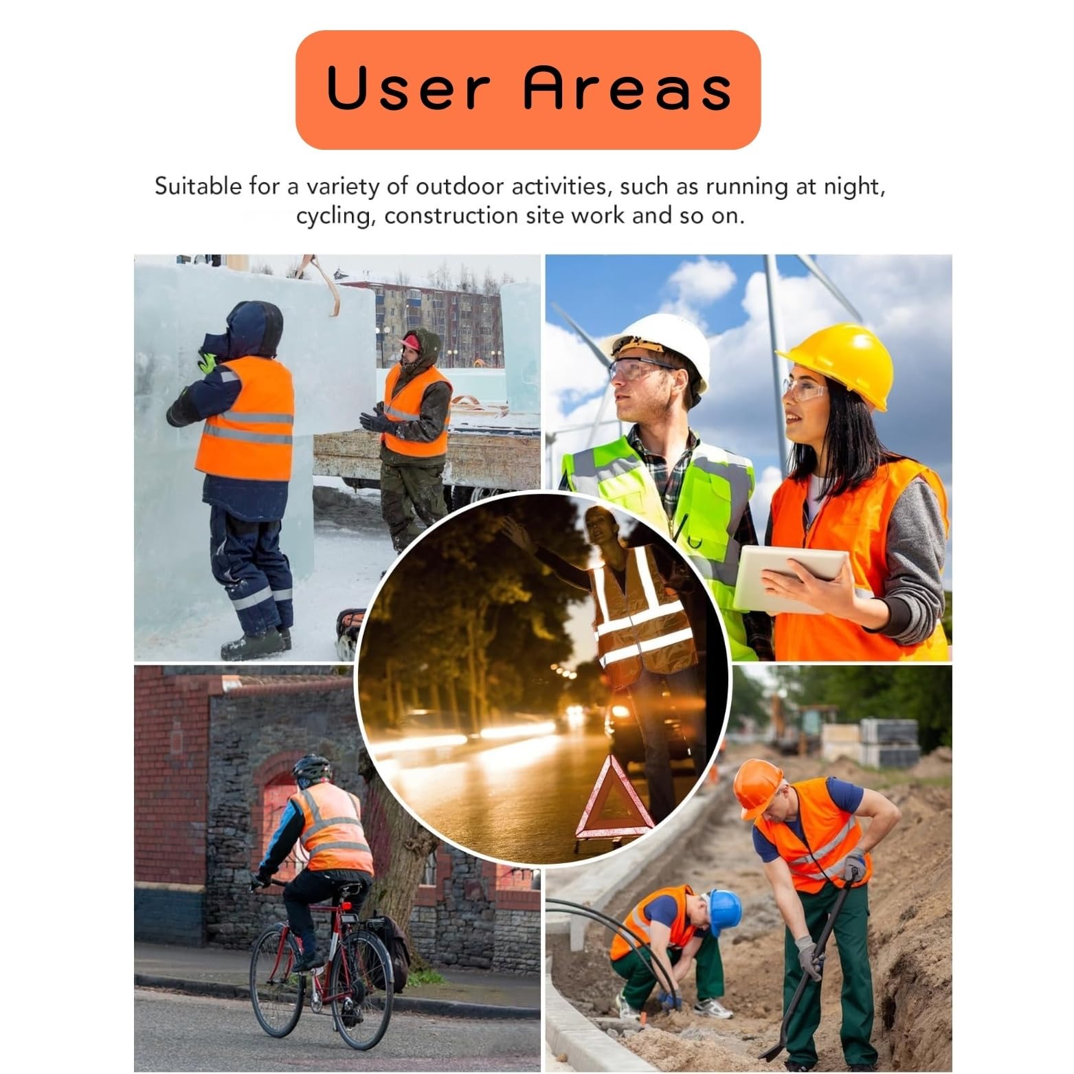 Compact Store 4-Pack Orange Reflective Safety Zipper Jacket with 2 Pockets | High Visibility Polyester Fabric, 120 GSM | Radium Jacket Free Size - Image 6 thumbnail