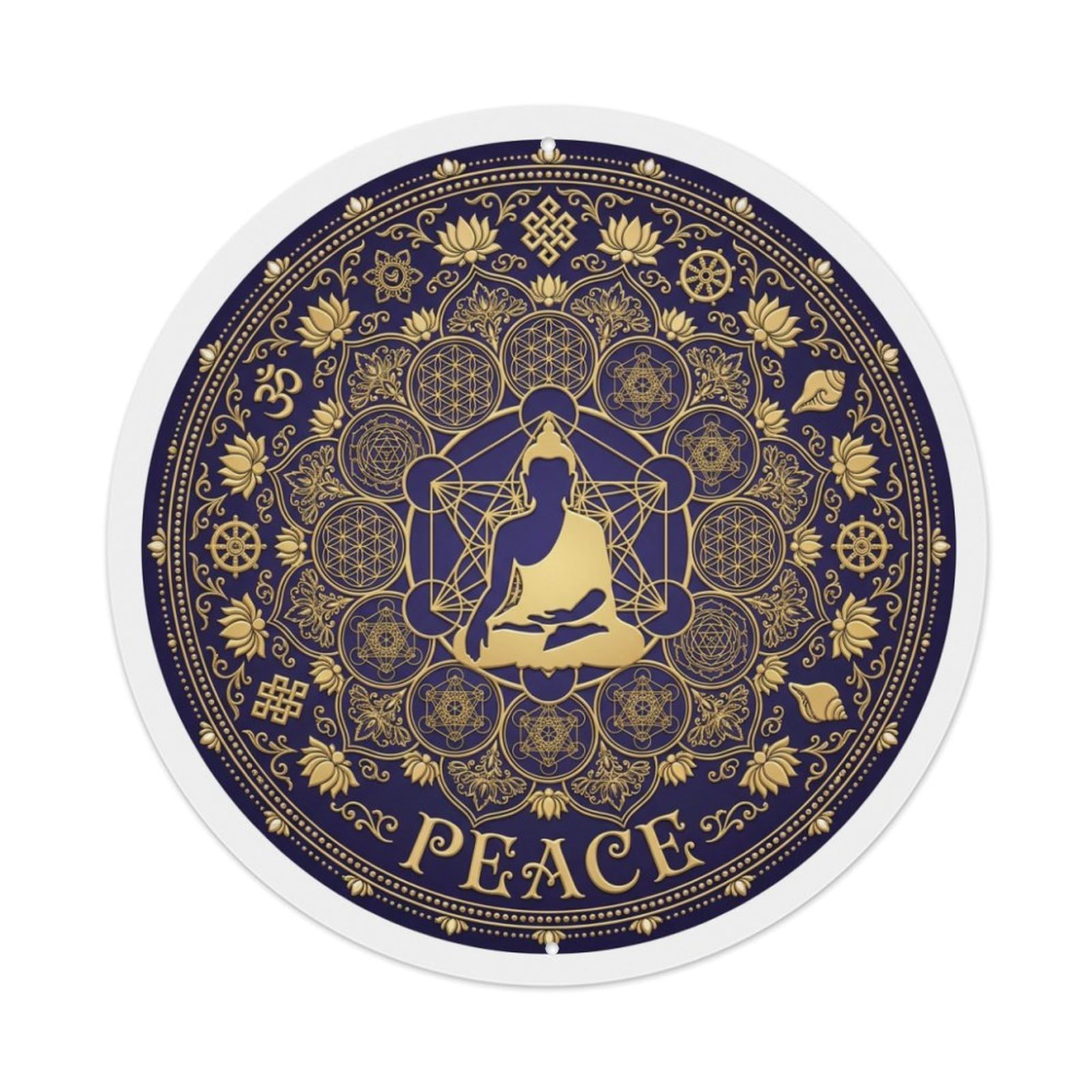 Fyrn Style Metal Tin Sign Vintage Namaste Buddha Silhouette Peace Flower Zen Yoga