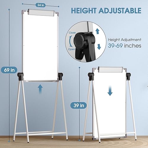 Miniatura 5 de MaxGear Pizarra magnética portátil de borrado en seco, caballete plegable de 36 x 24 pulgadas, soporte en A, caballete de doble cara, pizarra de