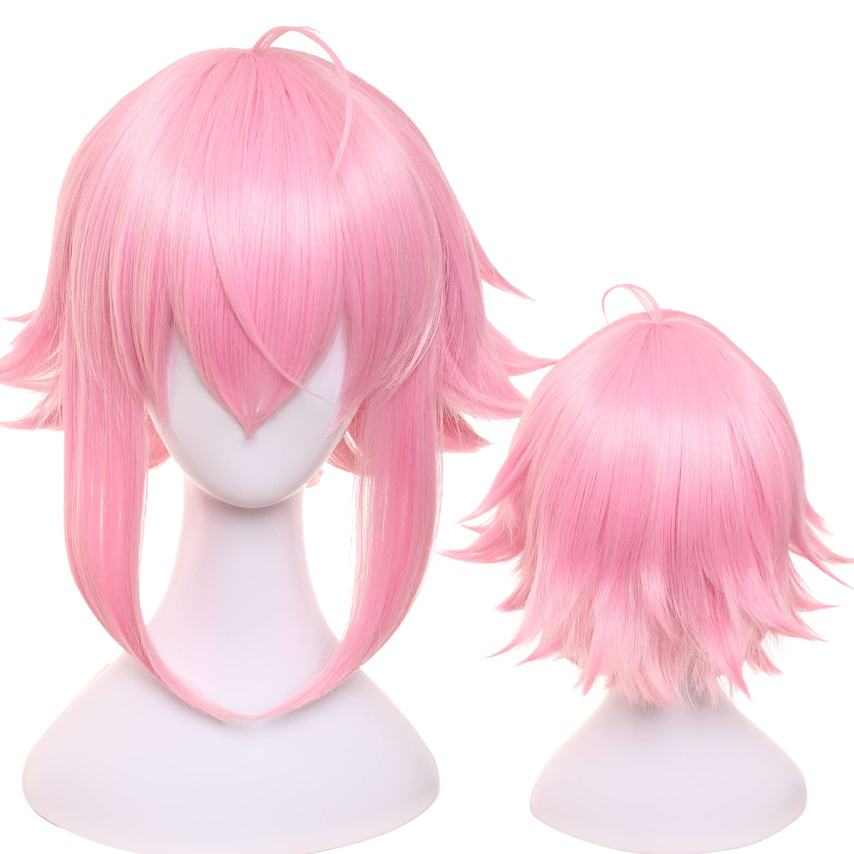 Pink Medium Straight Wig for Anime with Heat Resistant Fiber Synthetic for Women Men Halloween Chiristmas Comic Con Replacement Wigs