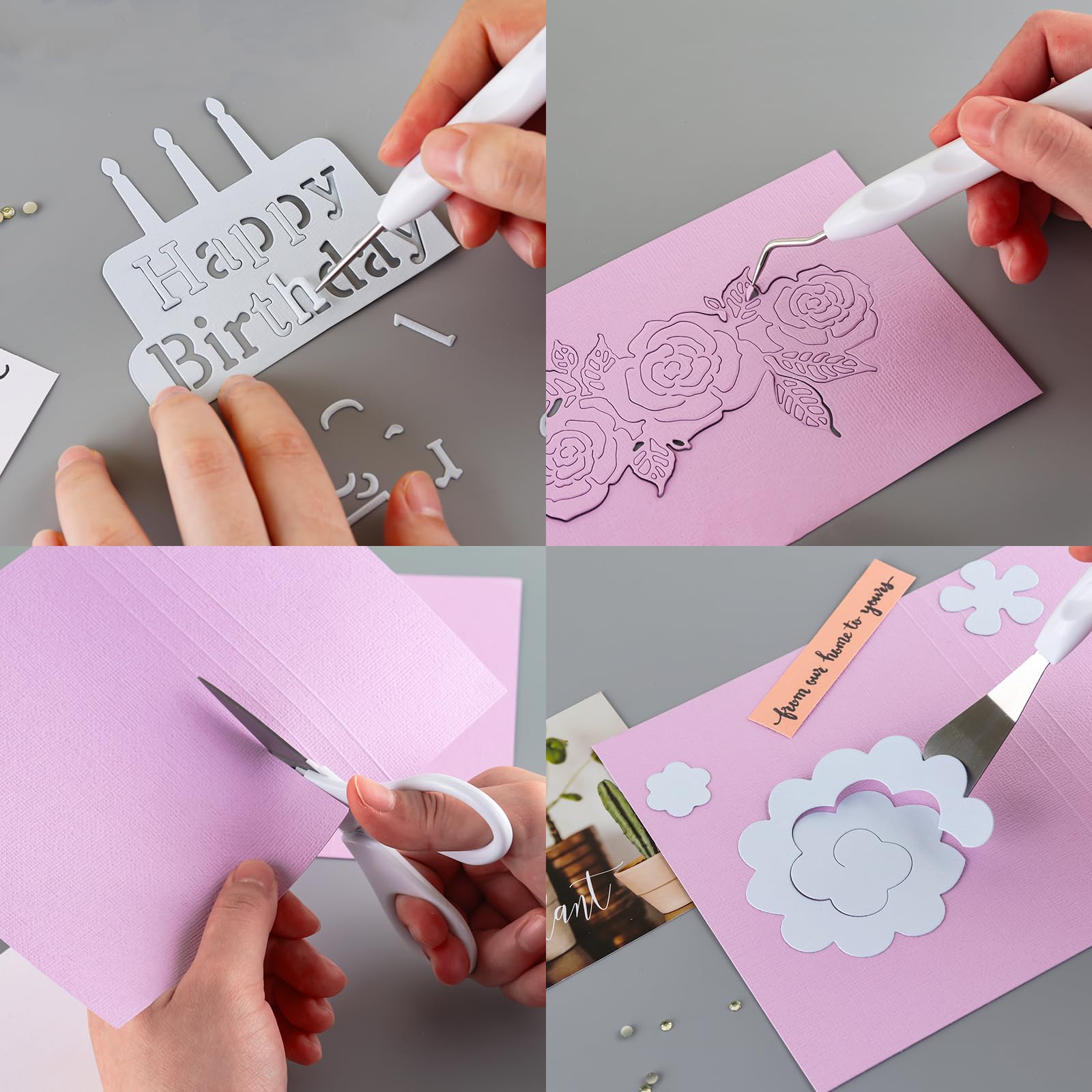 Briartw Set 6 Mini Attrezzi Per Diserbo Vinile E Scrapbooking - Forbici Di Precisione, Pinzette, Spatola E Raschietto Per Lavori Dettagliati - 2