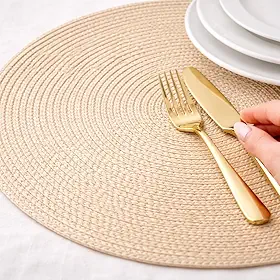 Kit 2 Sousplats Bege 38cm – Sousplat Redondo, Jogo Americano e Descanso de Prato para Mesa Posta, Jantar, Cozinha e Decoração – Cor Creme