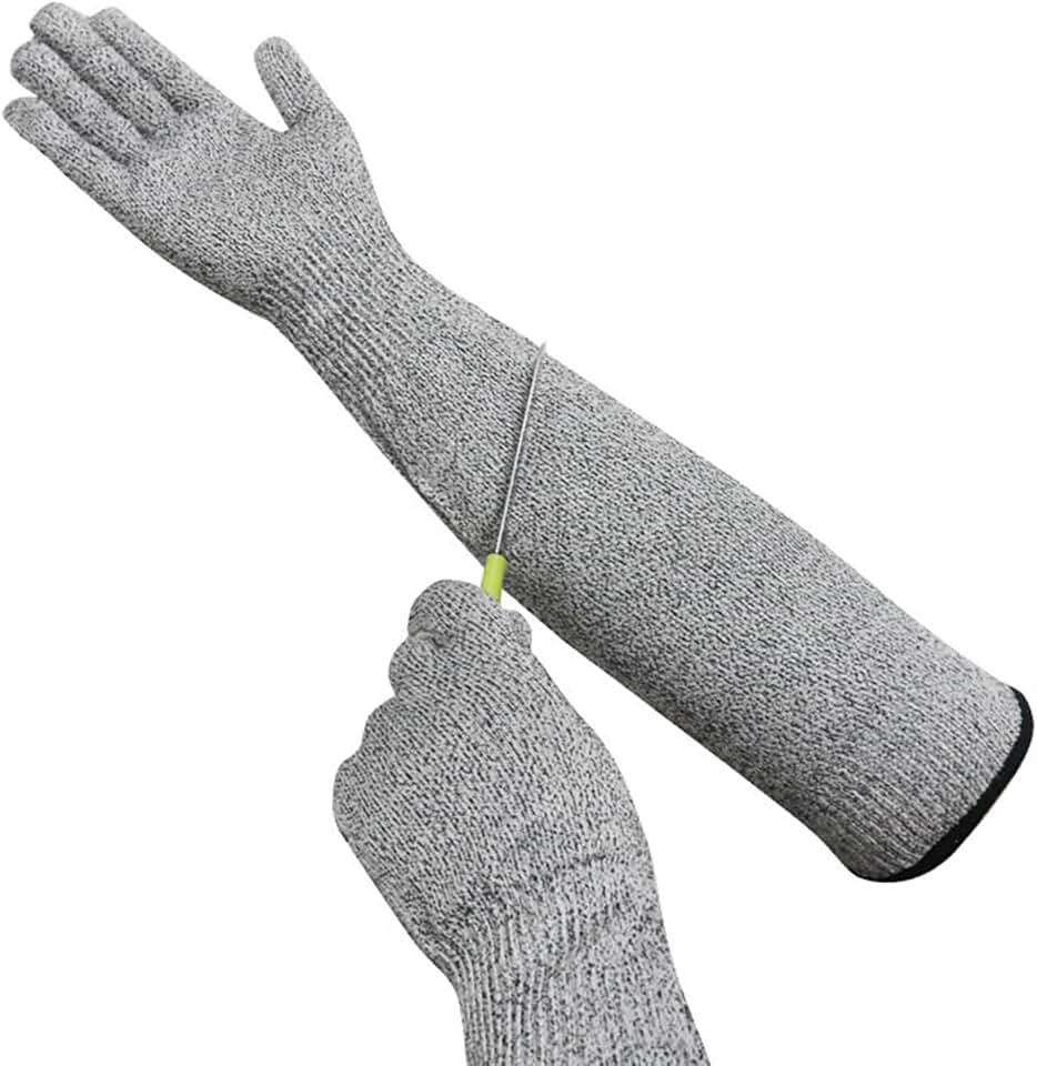 AYNKH - 1 guantes de protección alargados, guantes anticortes de nivel 5 con mango de brazo largo, guantes de protección, antiarañazos, anticortes, antipinchazos, adecuados para la construcción
