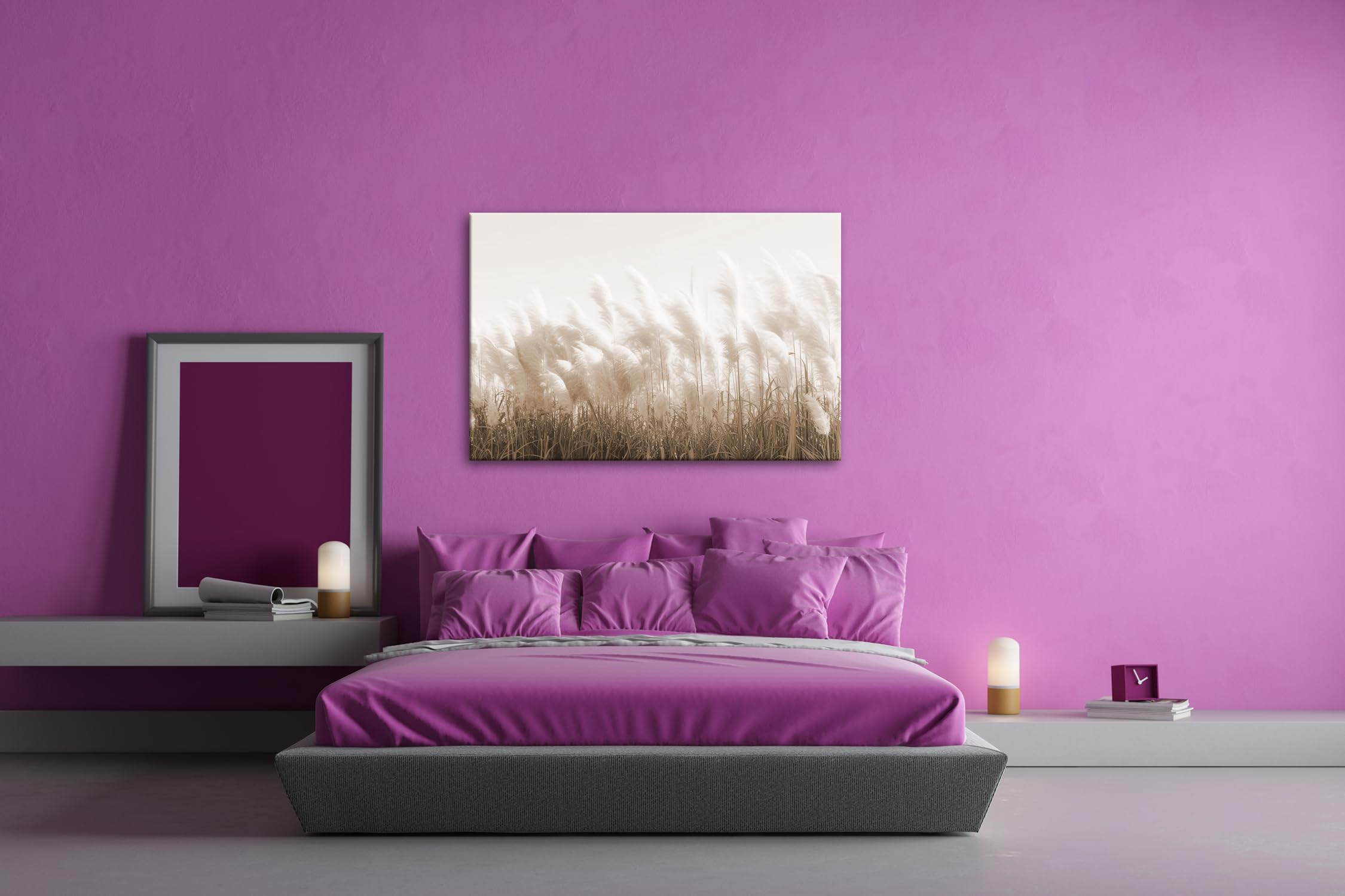 deyoli Leinwandbild Zartes Pampasgras flüstert im goldenen Sonnenhauch. Format: 100x70cm Effekt:Sepia XXL Kunstdruck Bild auf Keilrahmen/Wandbild/Wohnzimmer Dekoration